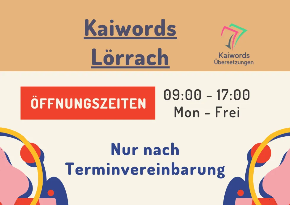 Heures d'ouverture de l'agence de traduction PRO à Lörrach - Sur rendez-vous uniquement